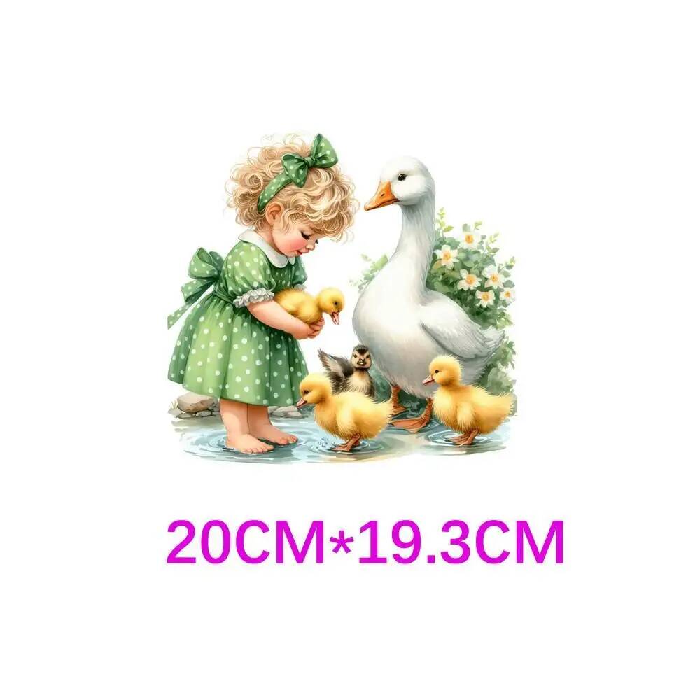 만화 시골 스타일 소녀 거위 동물 다리미 열 전달 스티 - Printable Heat Transfer Vinyl 리뷰 및 가격